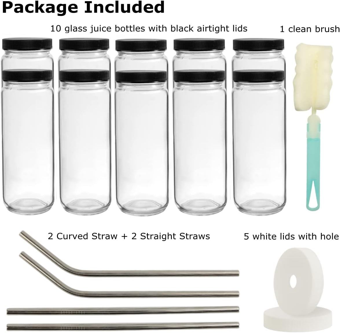 16oz 8 Pack Drinking Glasses with Bamboo Lids and Straw, RUCKAE Beer Can Glass Cups,Iced Coffee Cup,Glass Tumbler with Straw and Lid, Can Shaped Glass Cups for Beer,Smoothies,Cocktail,Whiskey - Image 2
